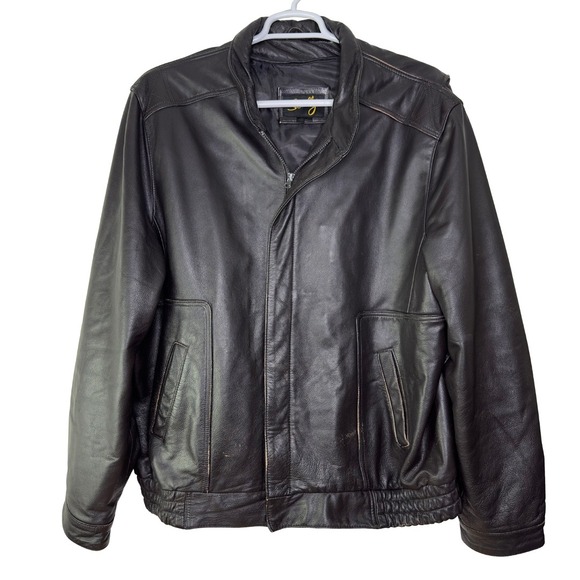 Scully Leather Bomber Jacket Men's 48 L Full Zip Dark‎ Brown Western Cowboy